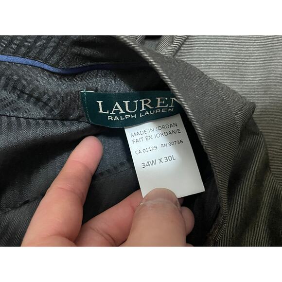 Lauren Ralph Lauren Mens 34 x 30 ULTRAFLEX Flat-Front Taupe Dress Pants NWT - Picture 3 of 7